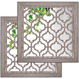 2pcs Set Square Moroccan Cutout Wall Mirror Decor